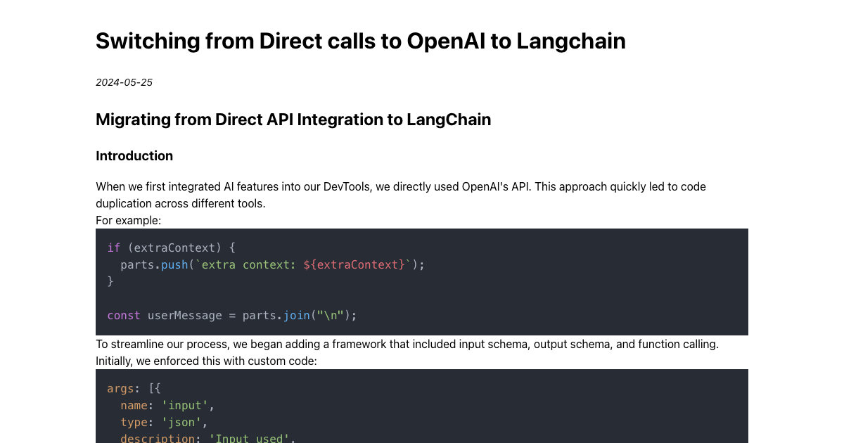 Switching from Direct calls to OpenAI to Langchain