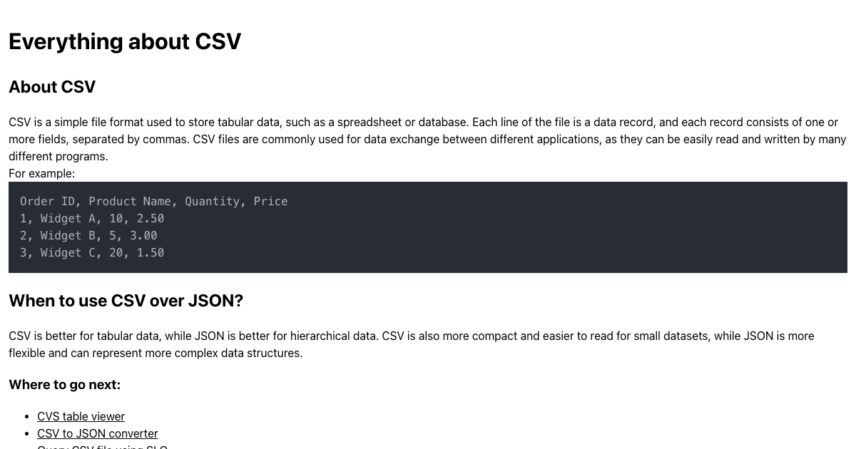Everything about CSV