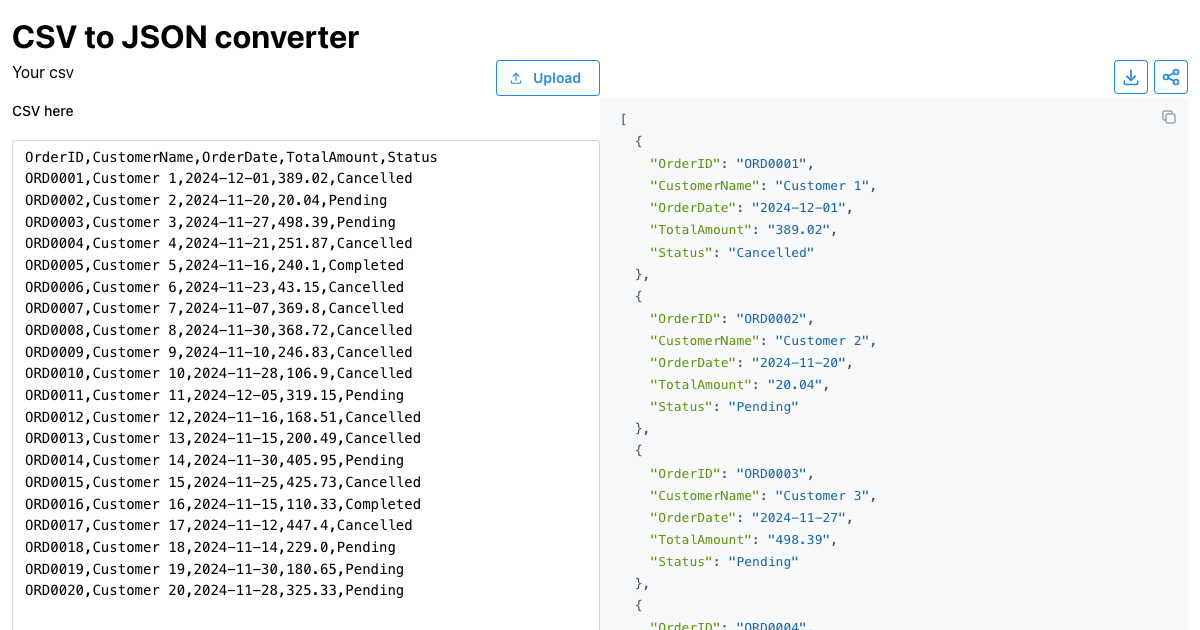 CSV to JSON converter