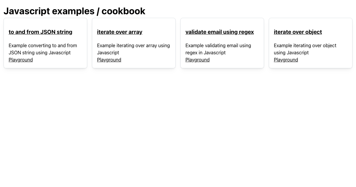 Javascript examples / cookbook