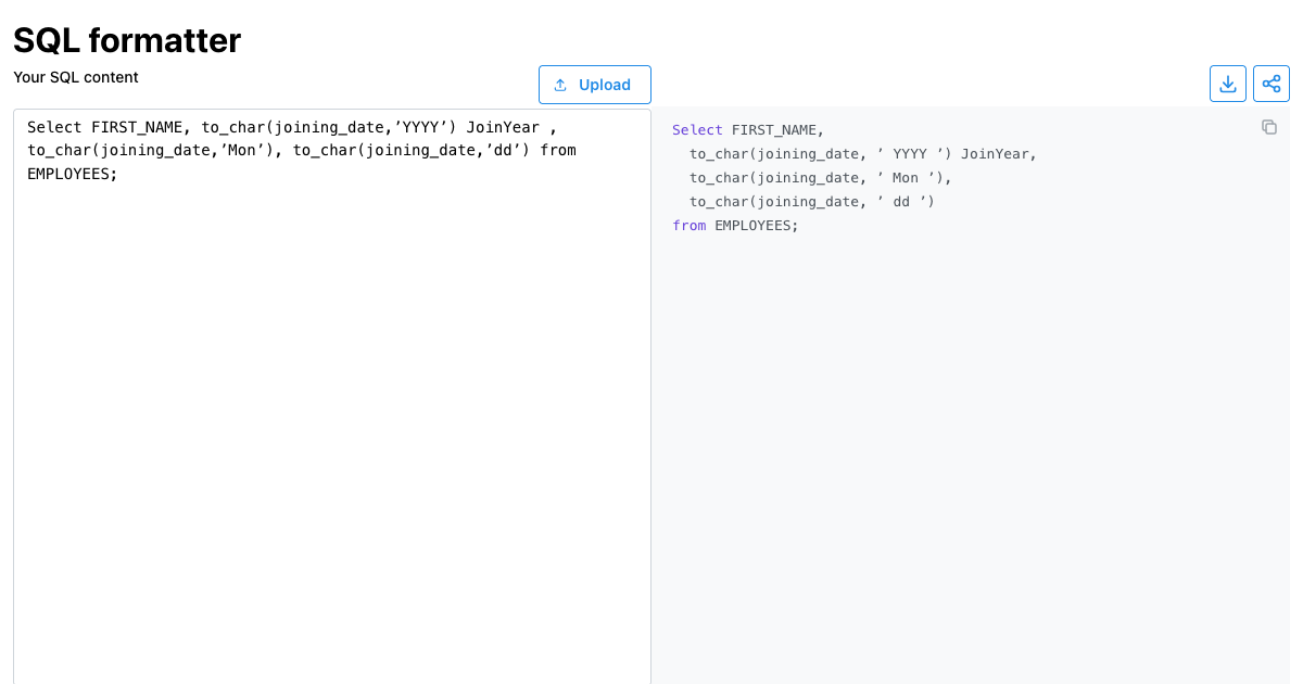 SQL formatter