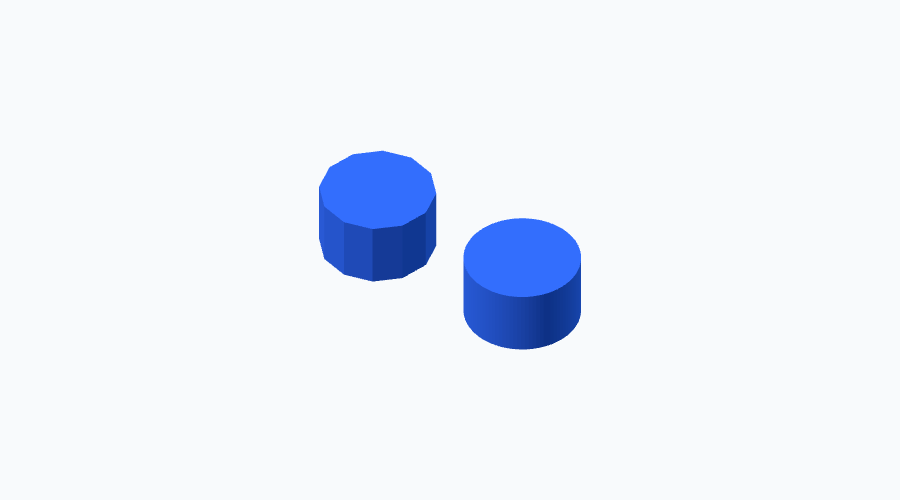Low-facet and smooth cylinders side by side